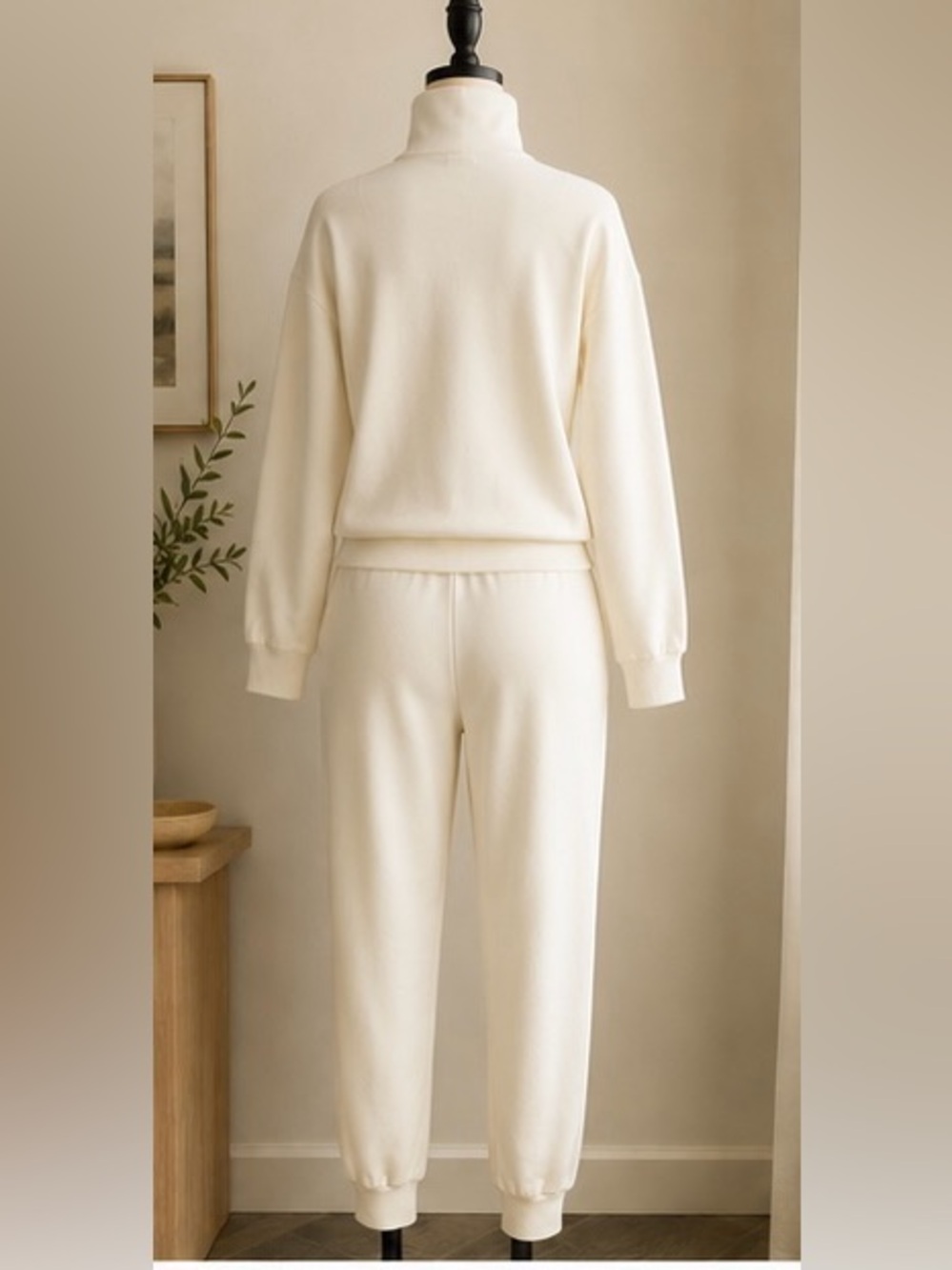Women's Cream Half-Zip Sweatshirt & Jogger Set - Picture 4 of 9